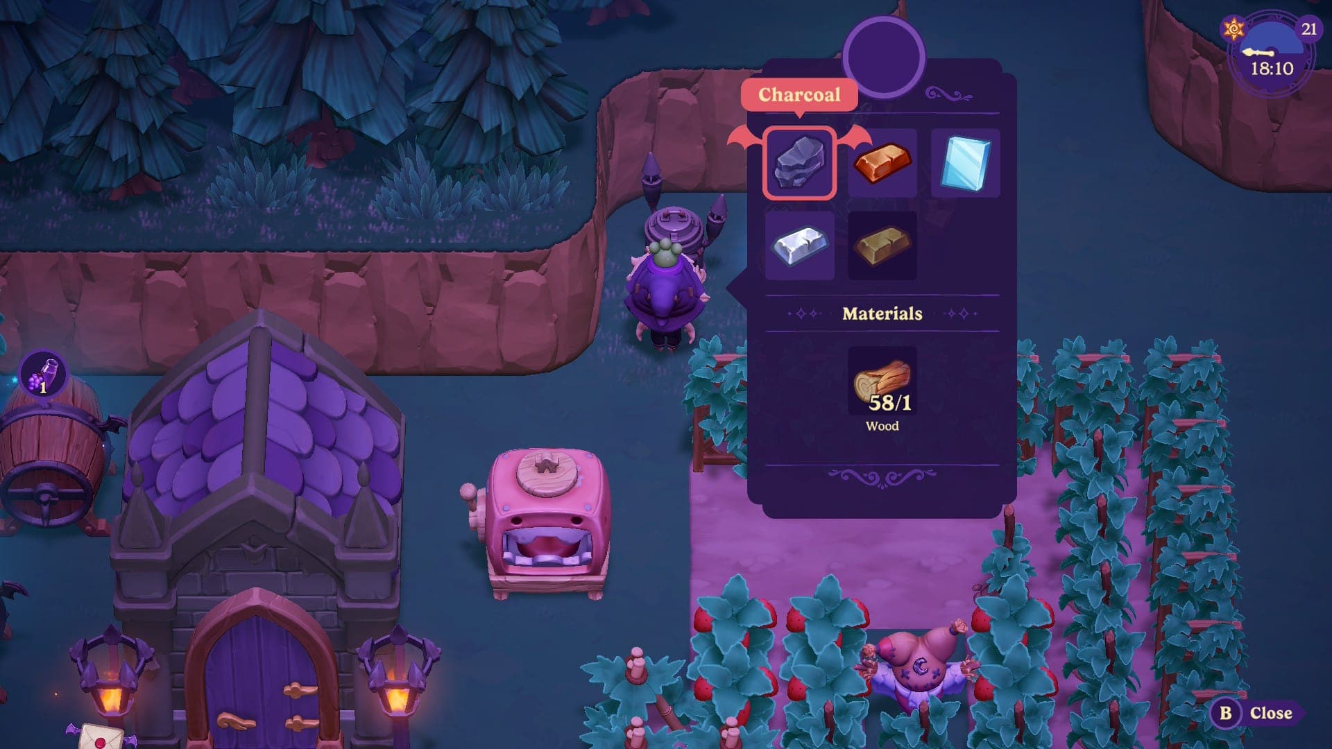 Making Charcoal in the furnace in Moonlight Peaks