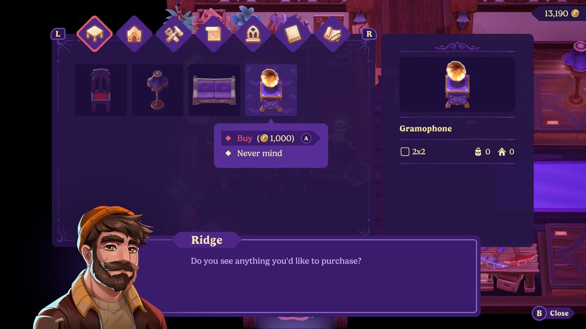 Buying the Gramophone in Moonlight Peaks