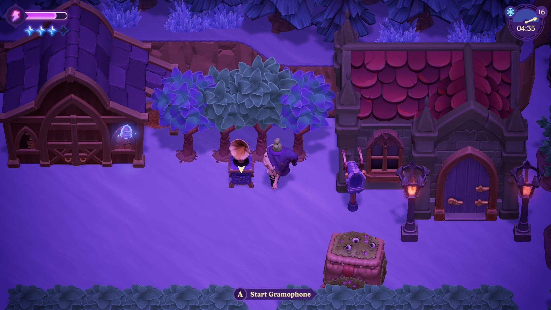 A Muse Tree and a Gramophone in Moonlight Peaks