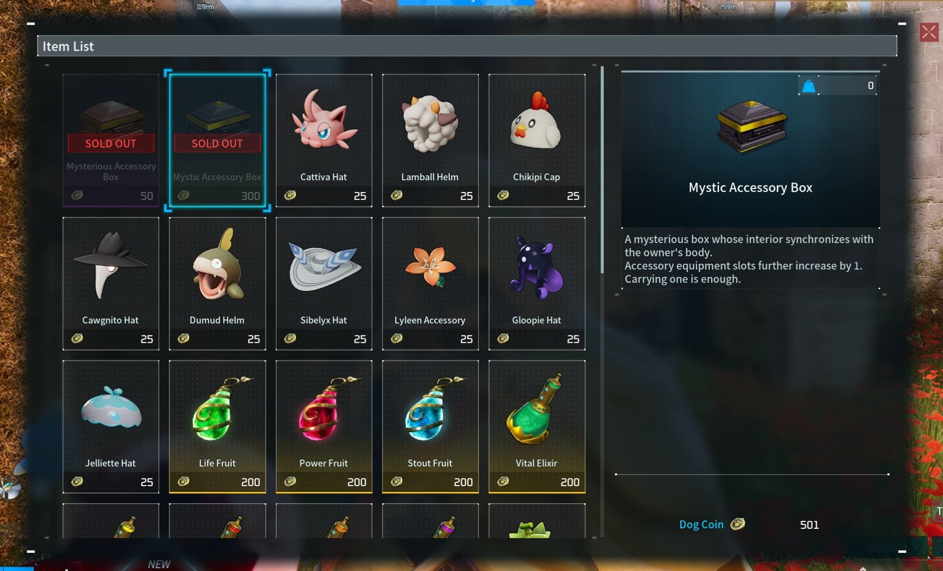 Medal Merchant Accessory Potions