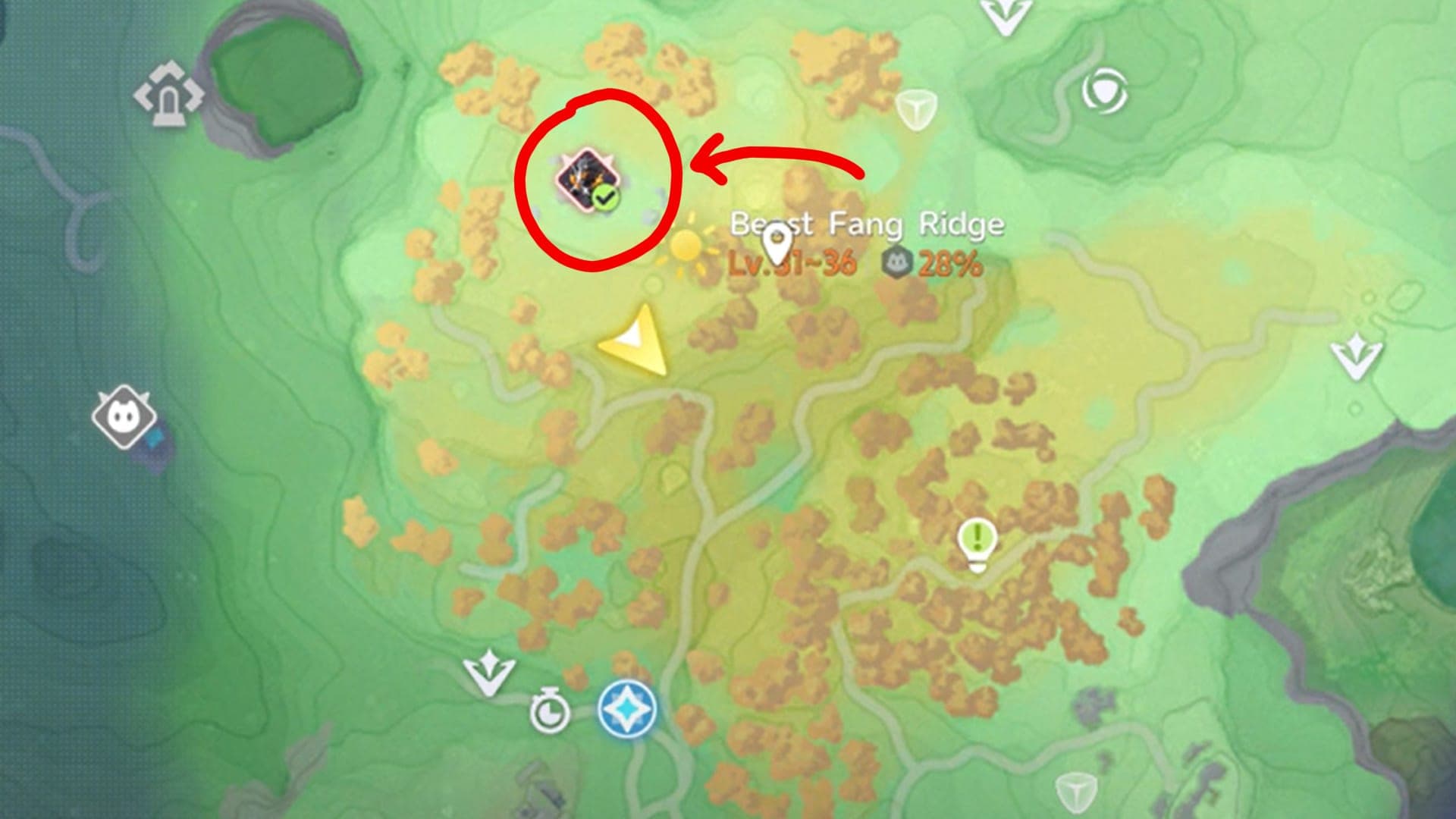 Aniimo Scorchowl's location at Beast Fang Ridge