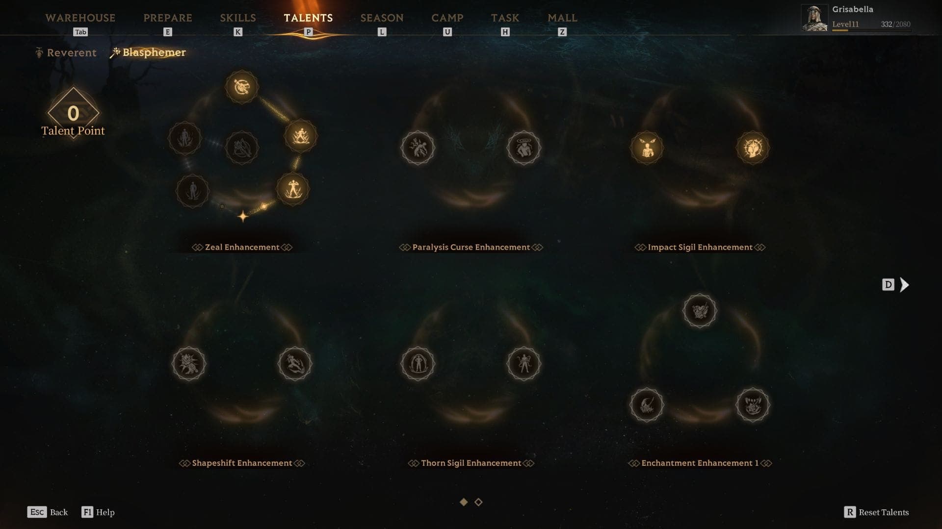 Blasphemer Seer Build Talent Tree 1