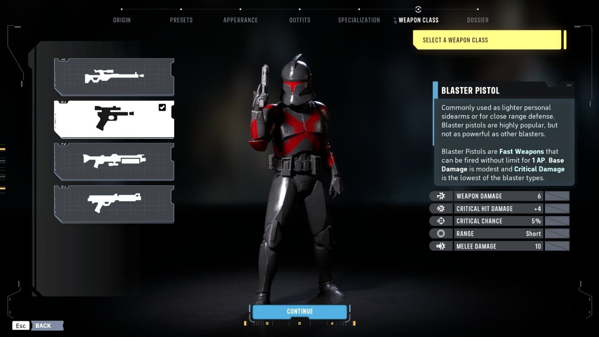 Blaster Pistol weapon in Star Wars Zero Company