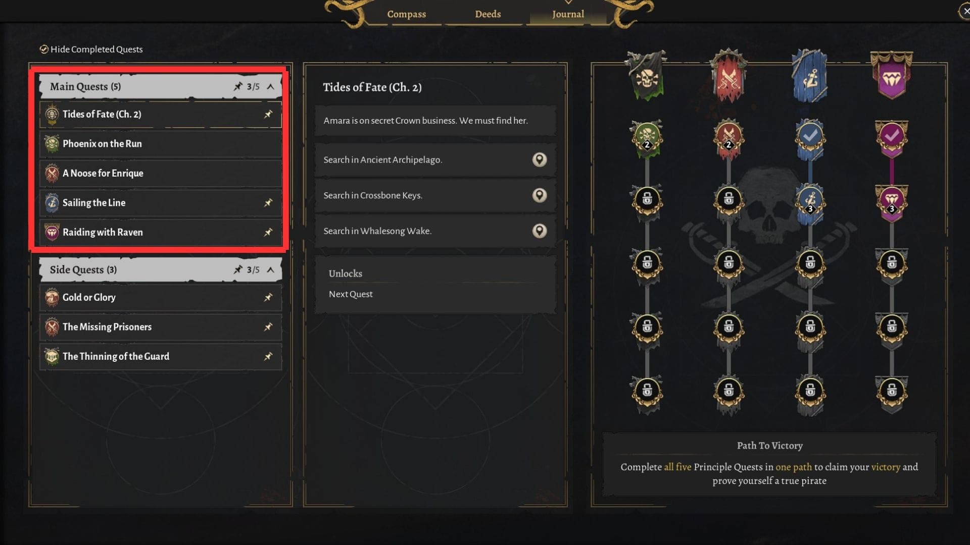 Corsair Cove Main Quests