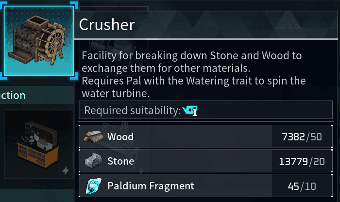 Crusher Crafting Requirements