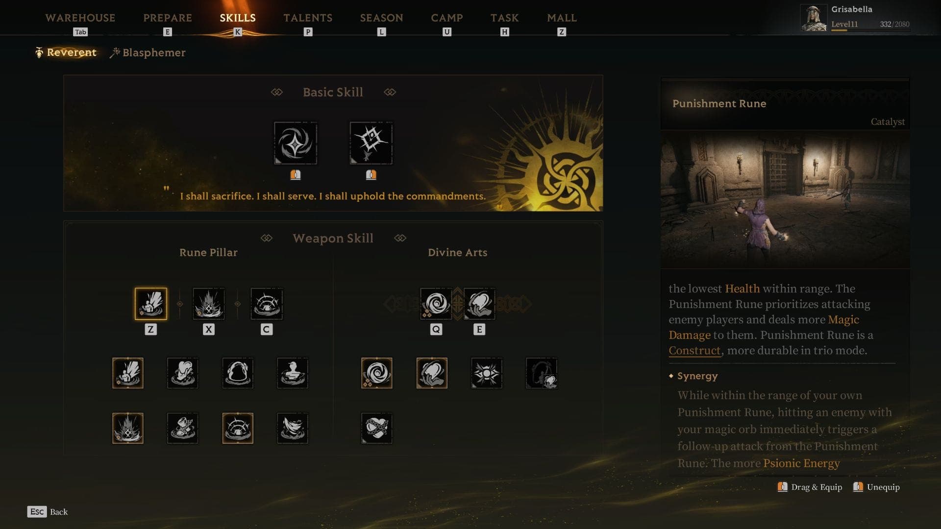 DPS Reverent Seer Skills