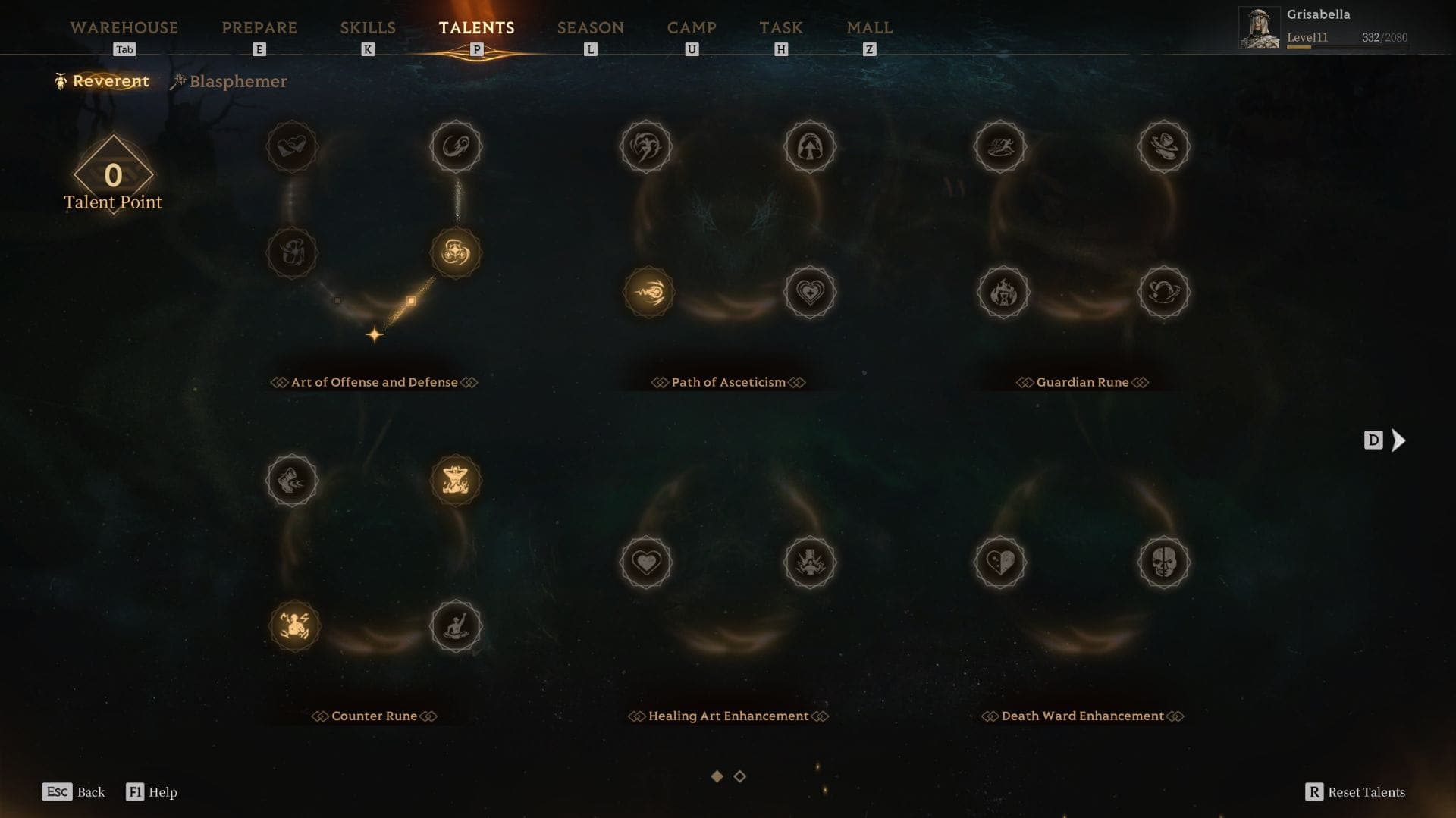 DPS Reverent Seer Talent Tree 1