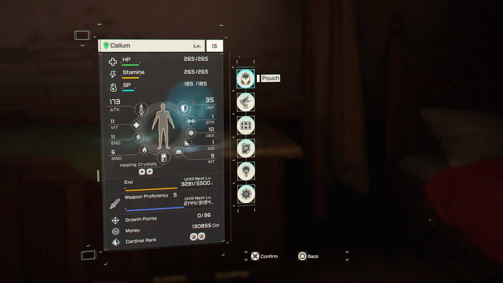 Echoes of Aincrad Pause Menu