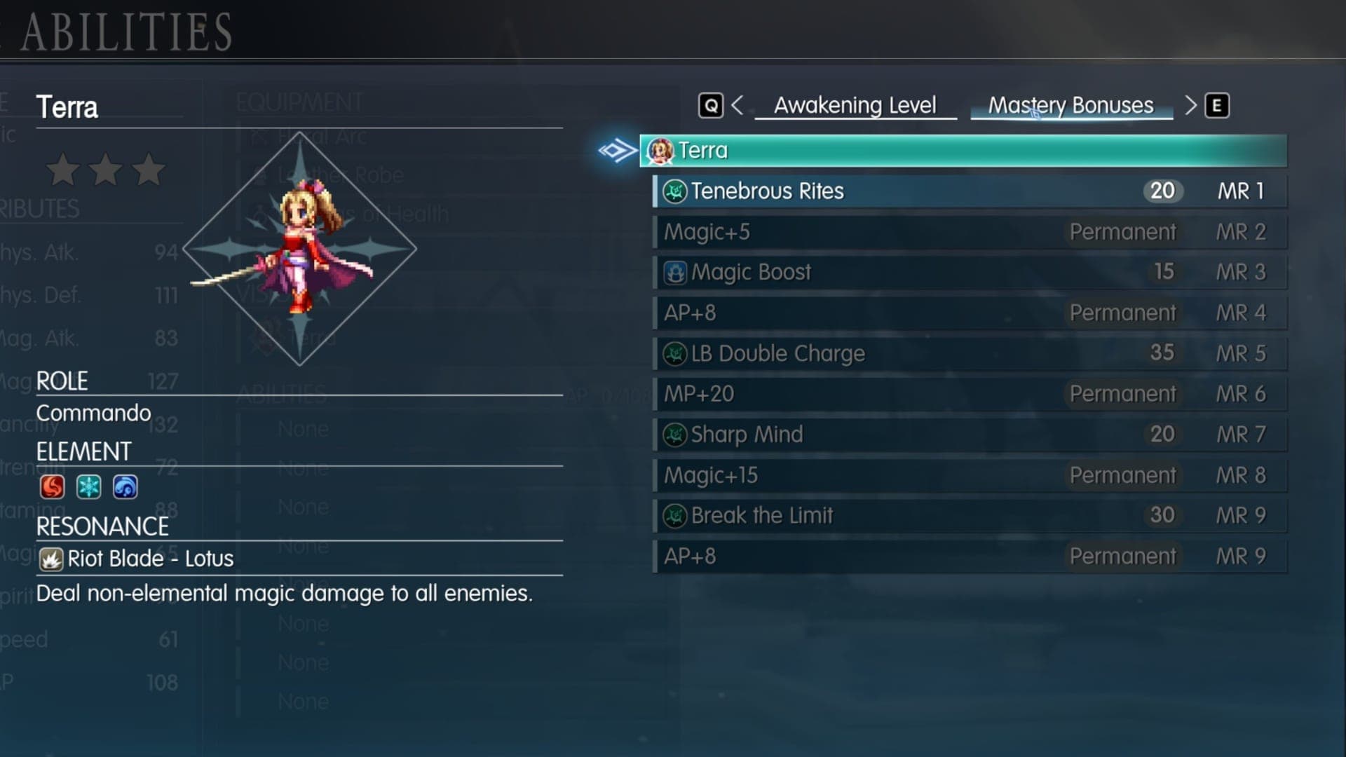 Final Fantasy Resonance Terra abilities 