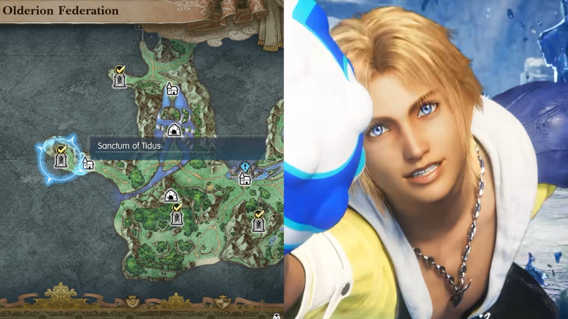 Final Fantasy Resonance Tidus and map