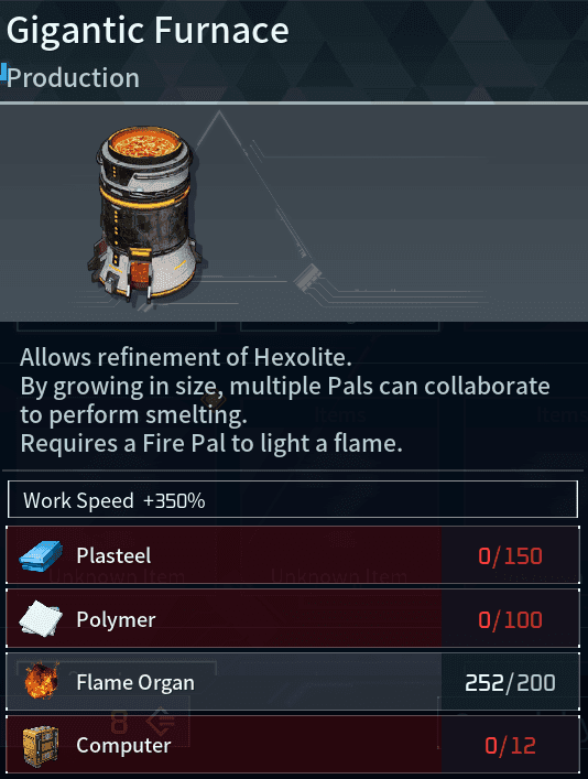 Gigantic Furnace Crafting Requirements