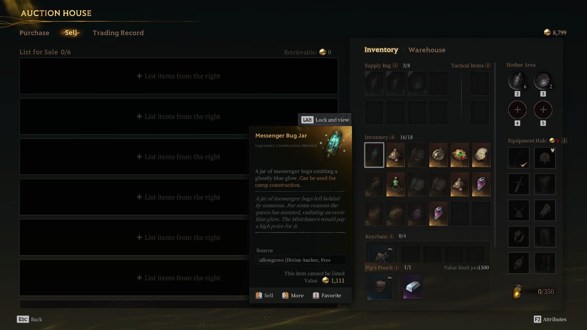 Messenger Bug Jar and Auction House