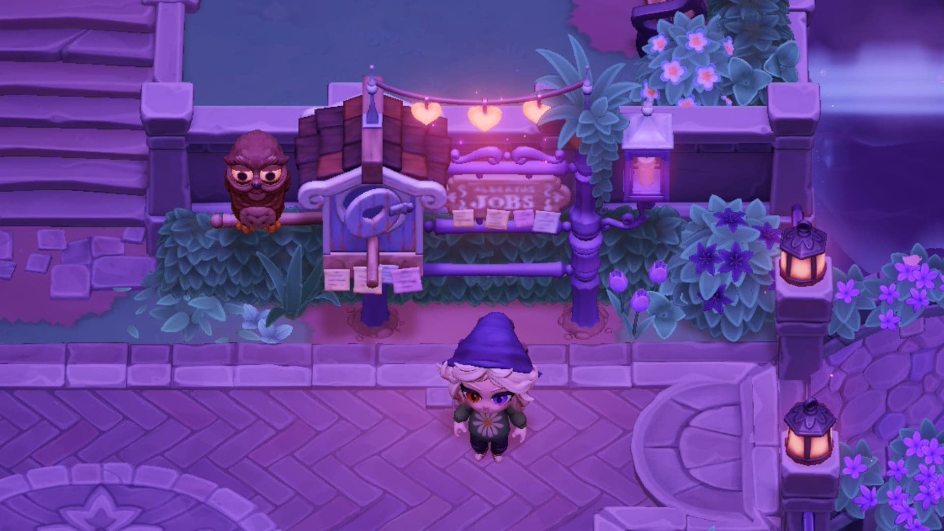 Standing in front of the Job Board in Moonlight Peaks