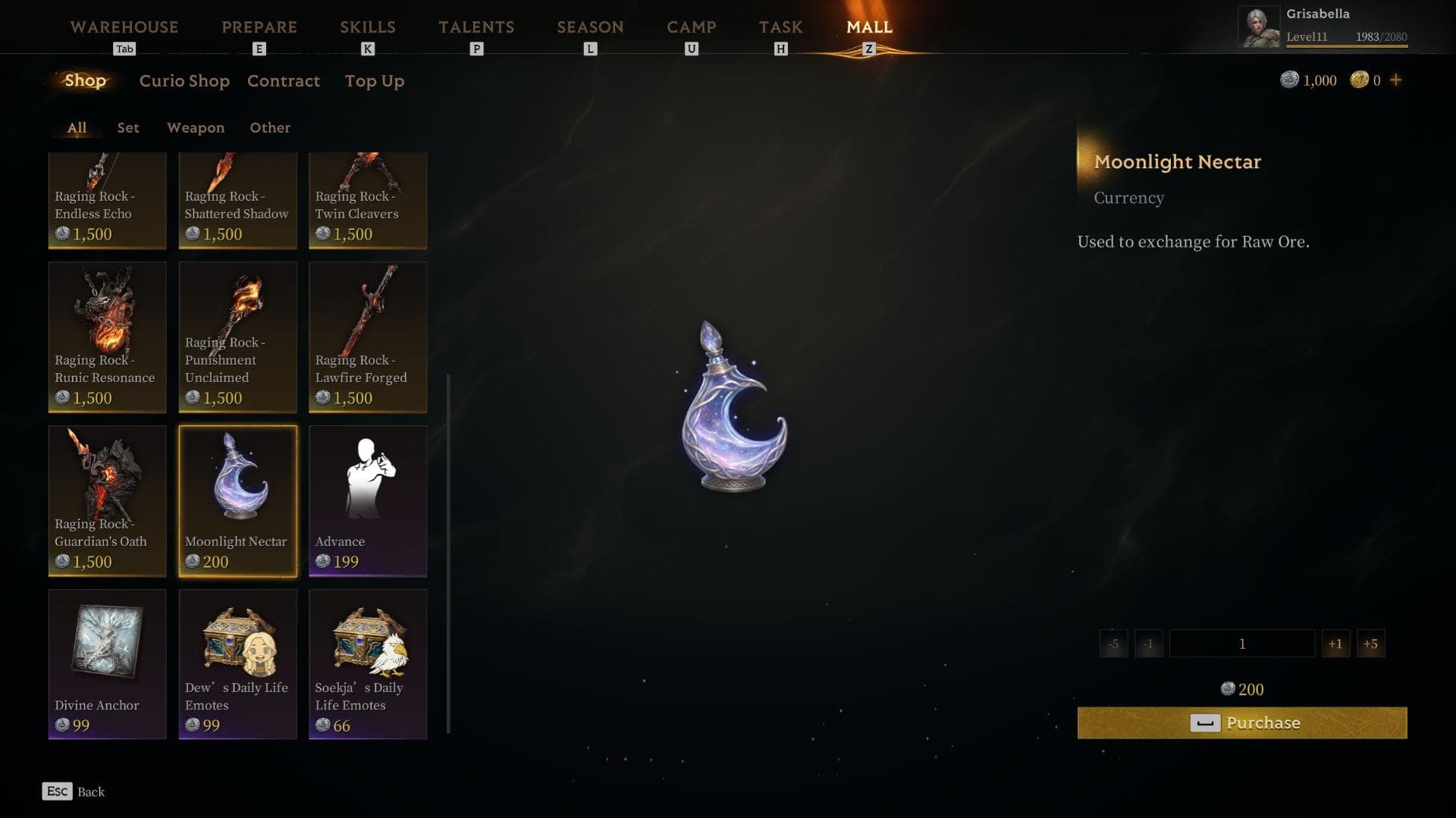 Moonlight Nectar in the Shop