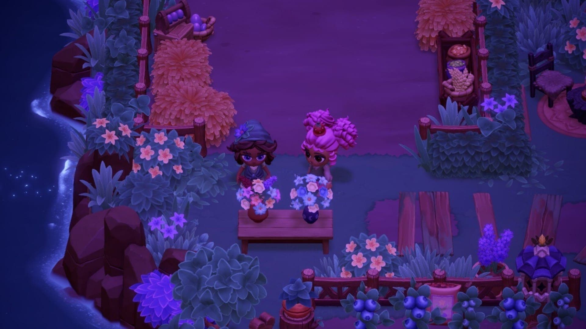 Creating Flower Bouquets while on a date in Moonlight Peaks