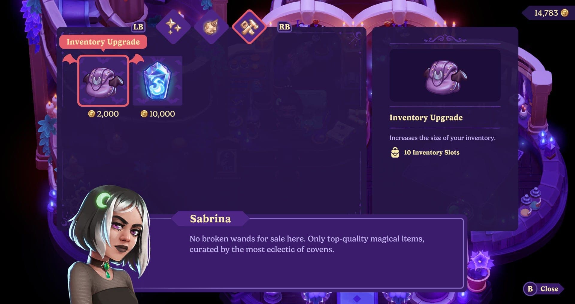Moonlight Peaks Upgrade Inventory