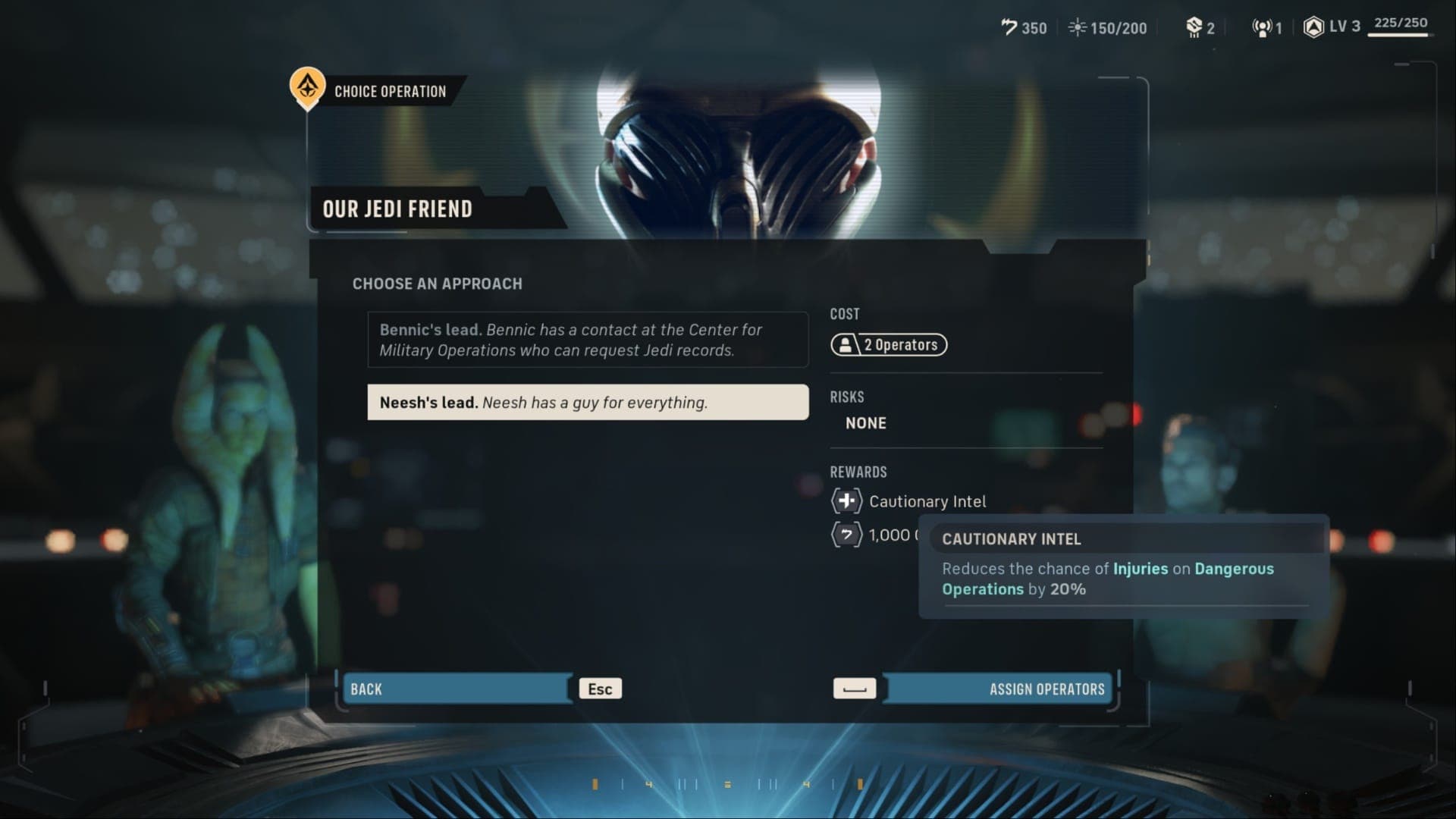 Star Wars Zero Company cautionary intel  