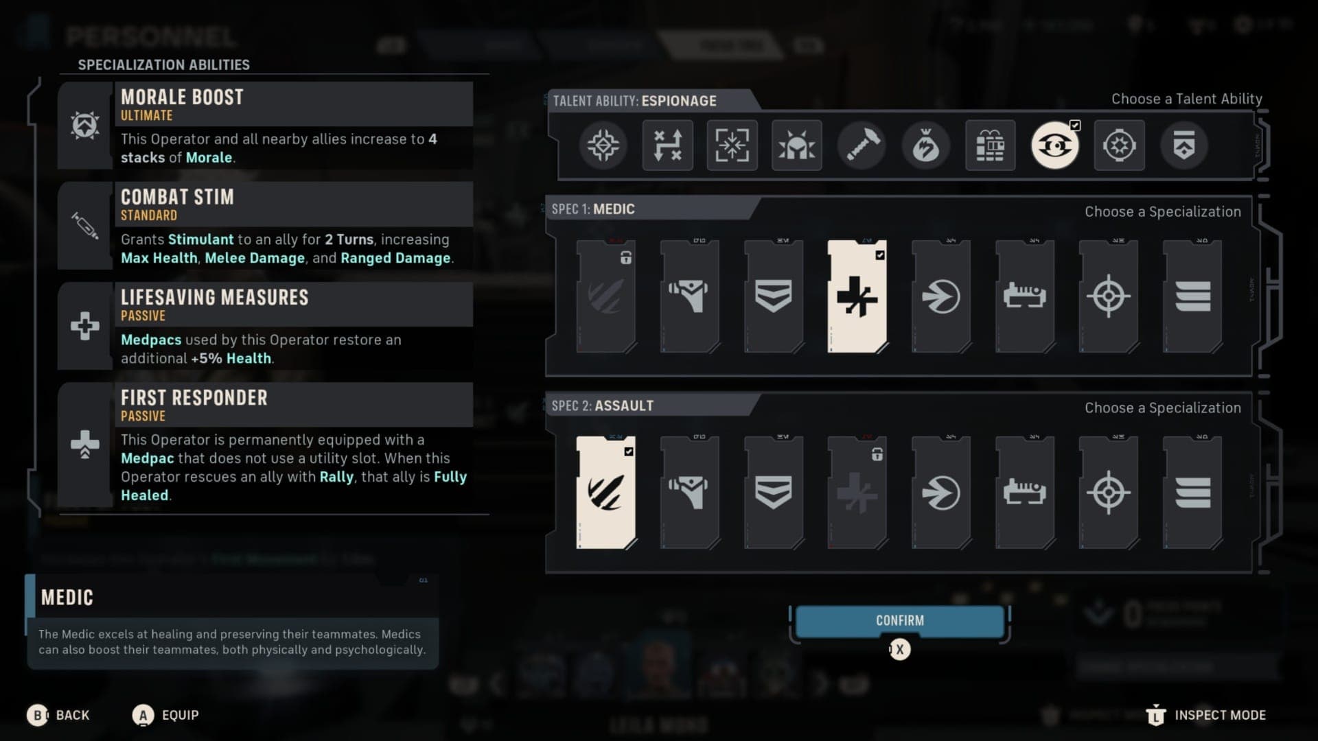 Star Wars Zero Company medic menu 