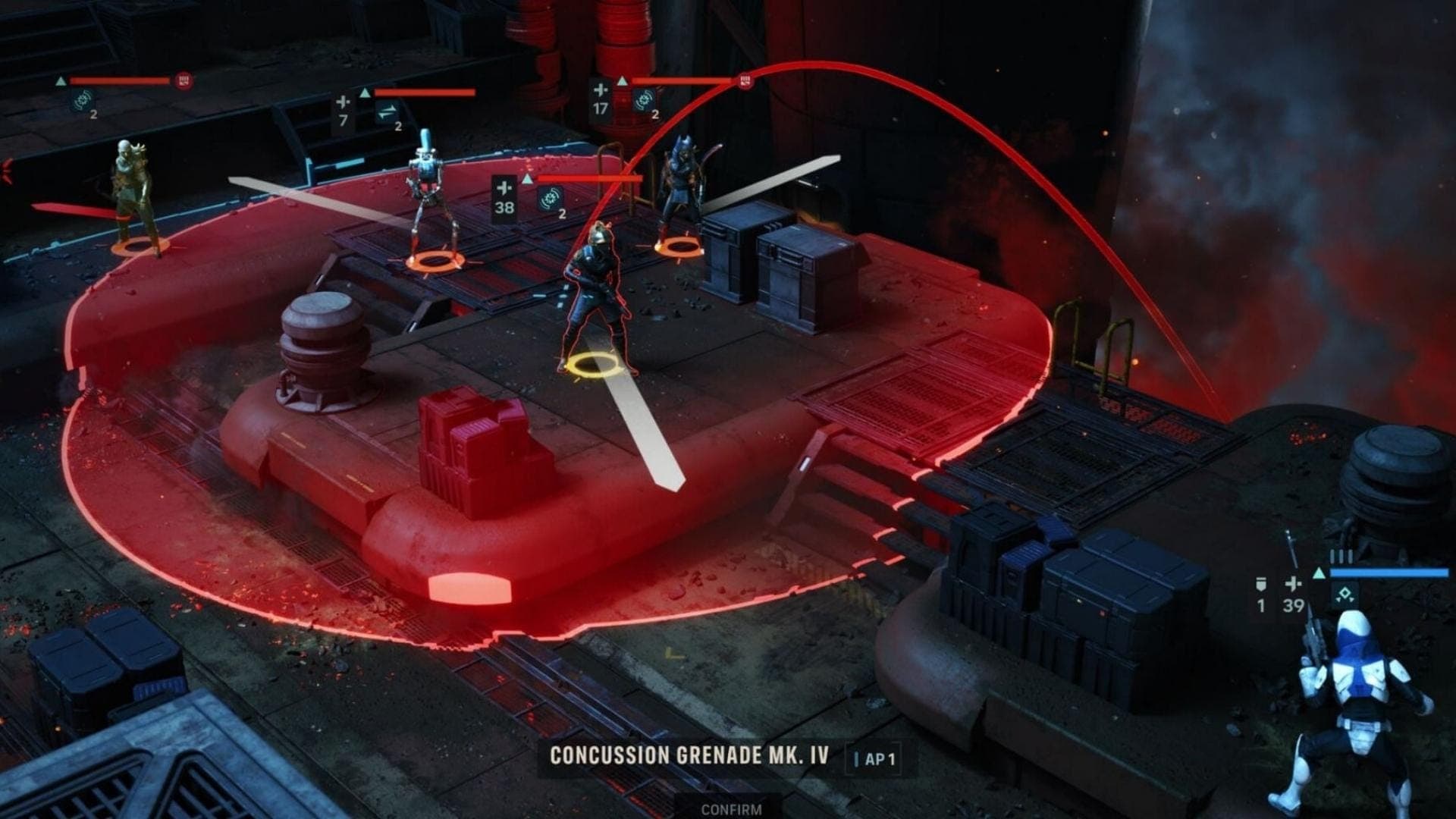 Character throwing concussion grenade