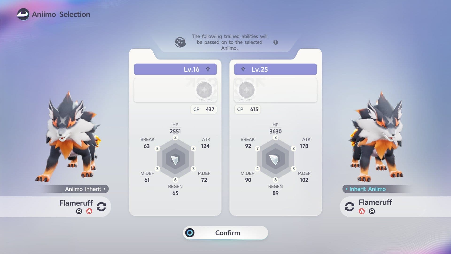 Aniimo can inherit abilities and more from weaker duplicated Aniimos.