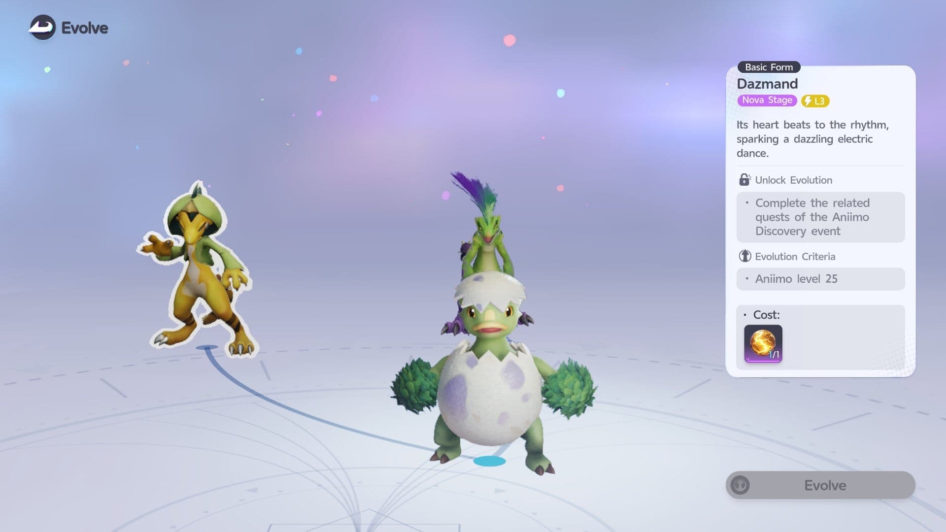 The Aniimo family of evolution featuring Pomegg, Dazmand and Pomawk.