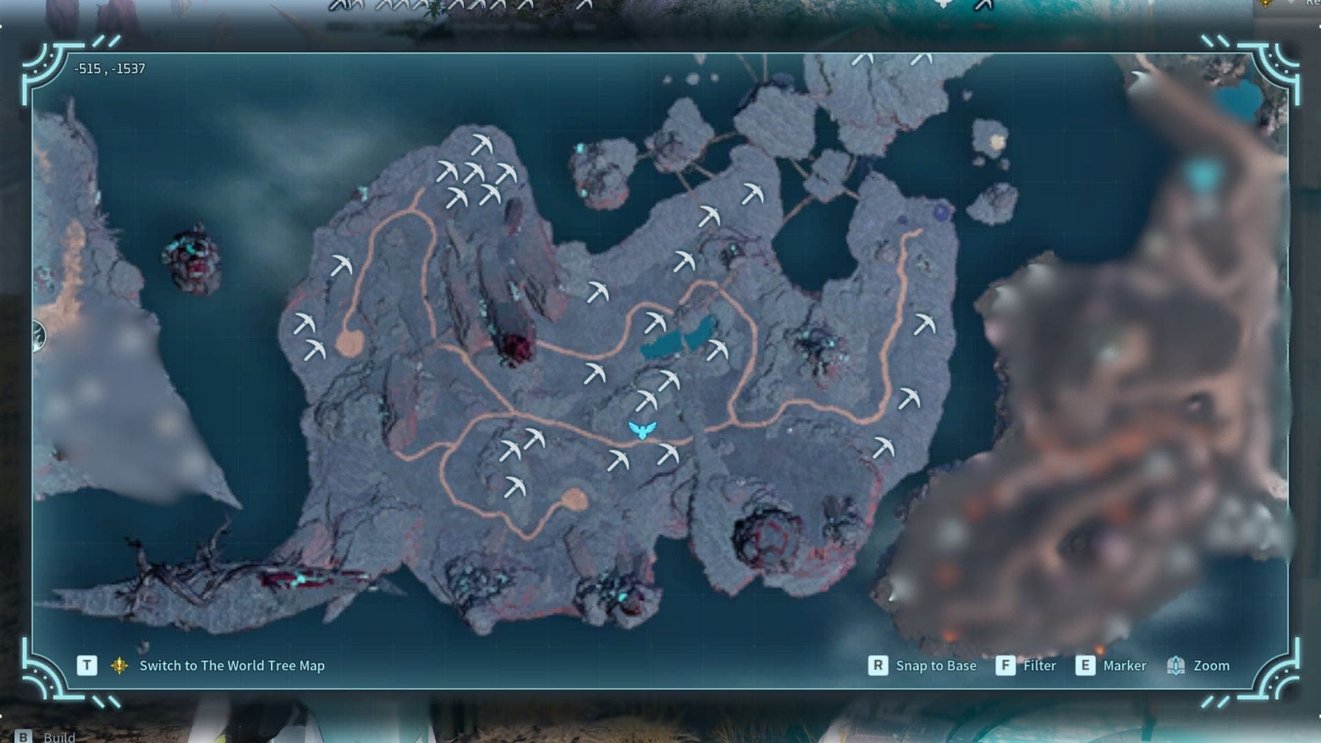 Crystalline Archipelago Sunreach map in Palworld.