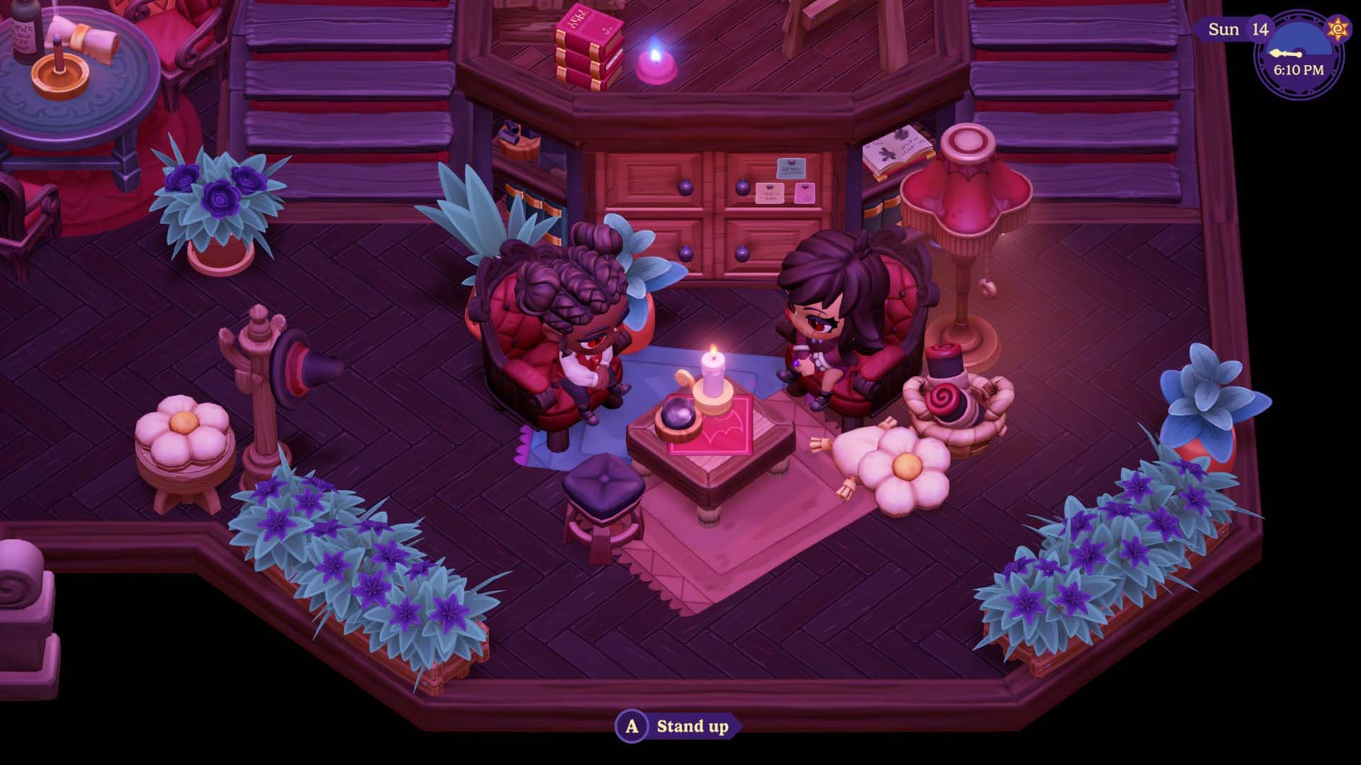 Elvira and Player sitting. 