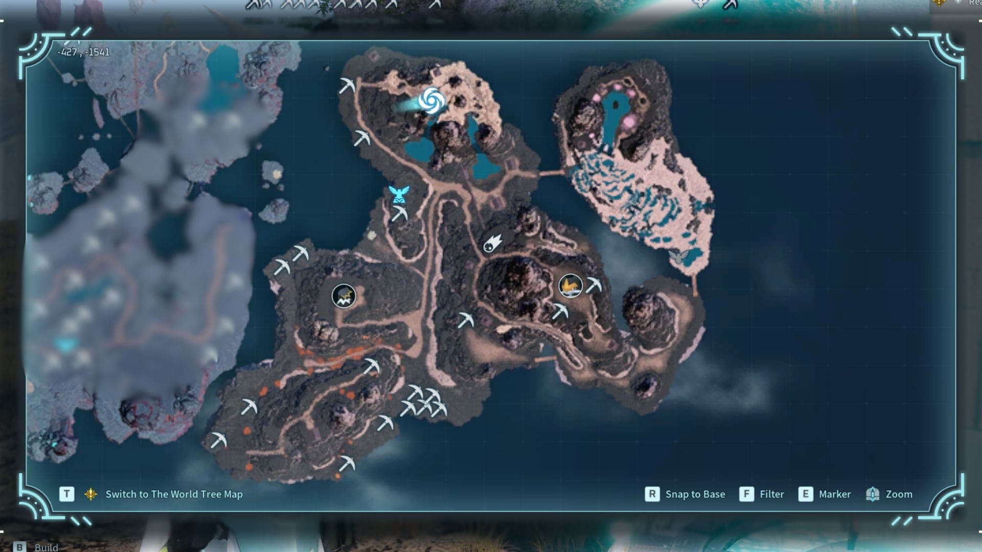 Enchanted Firmament Sunreach map in Palworld.