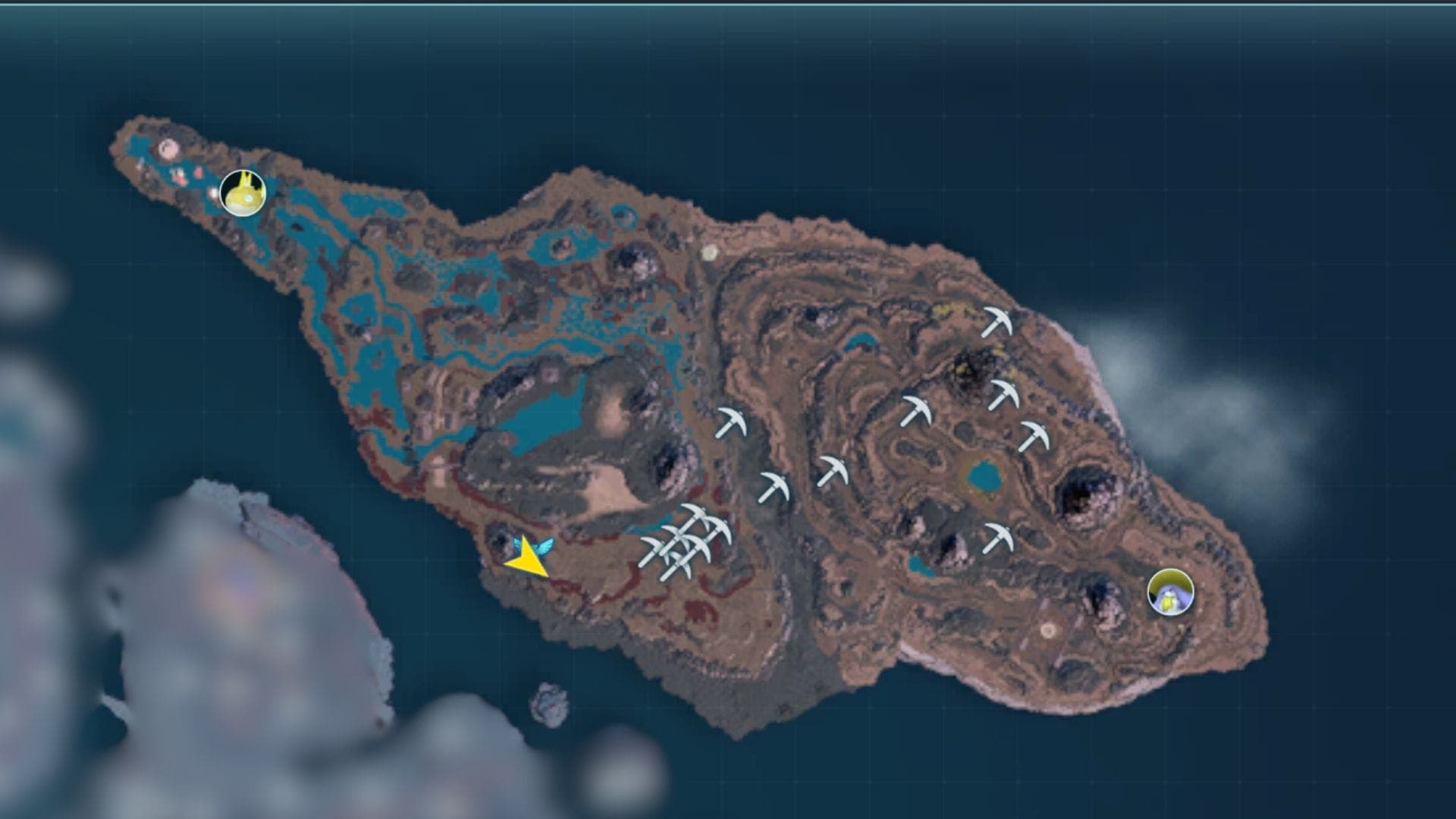 Farcry Marsh Sunreach map in Palworld.