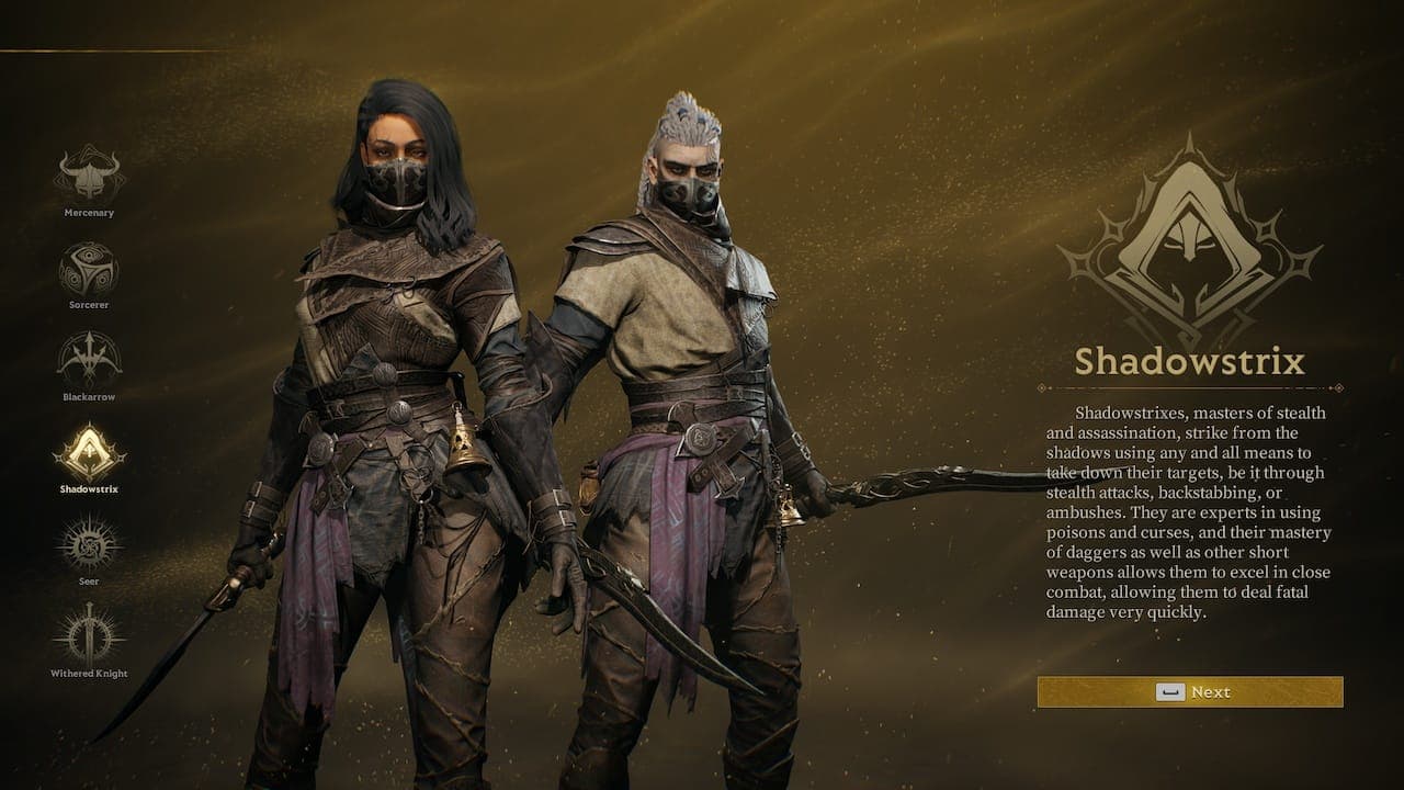 Shadowstrix class in Mistfall Hunter