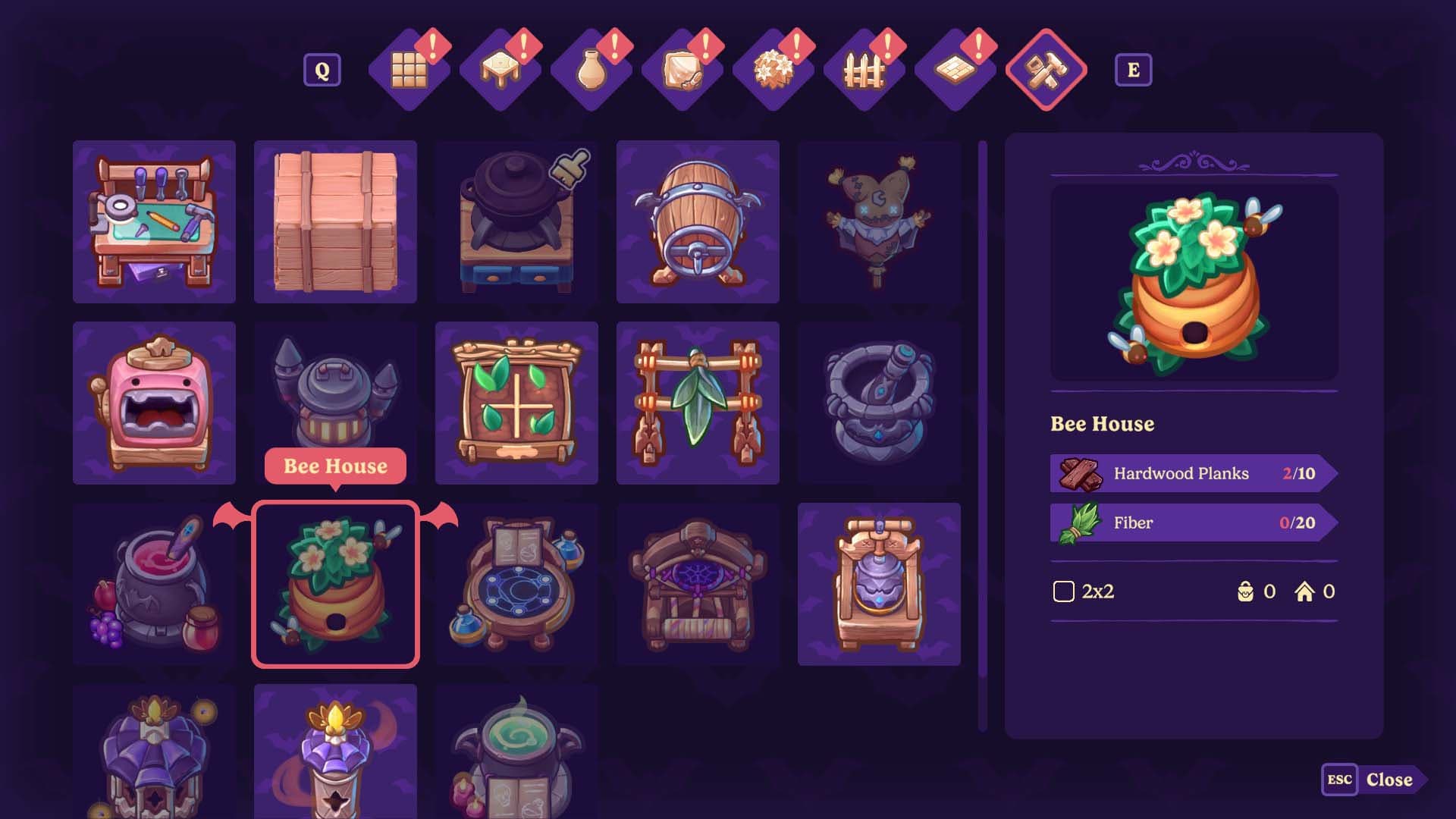 Moonlight Peaks Beehive Crafting Recipe
