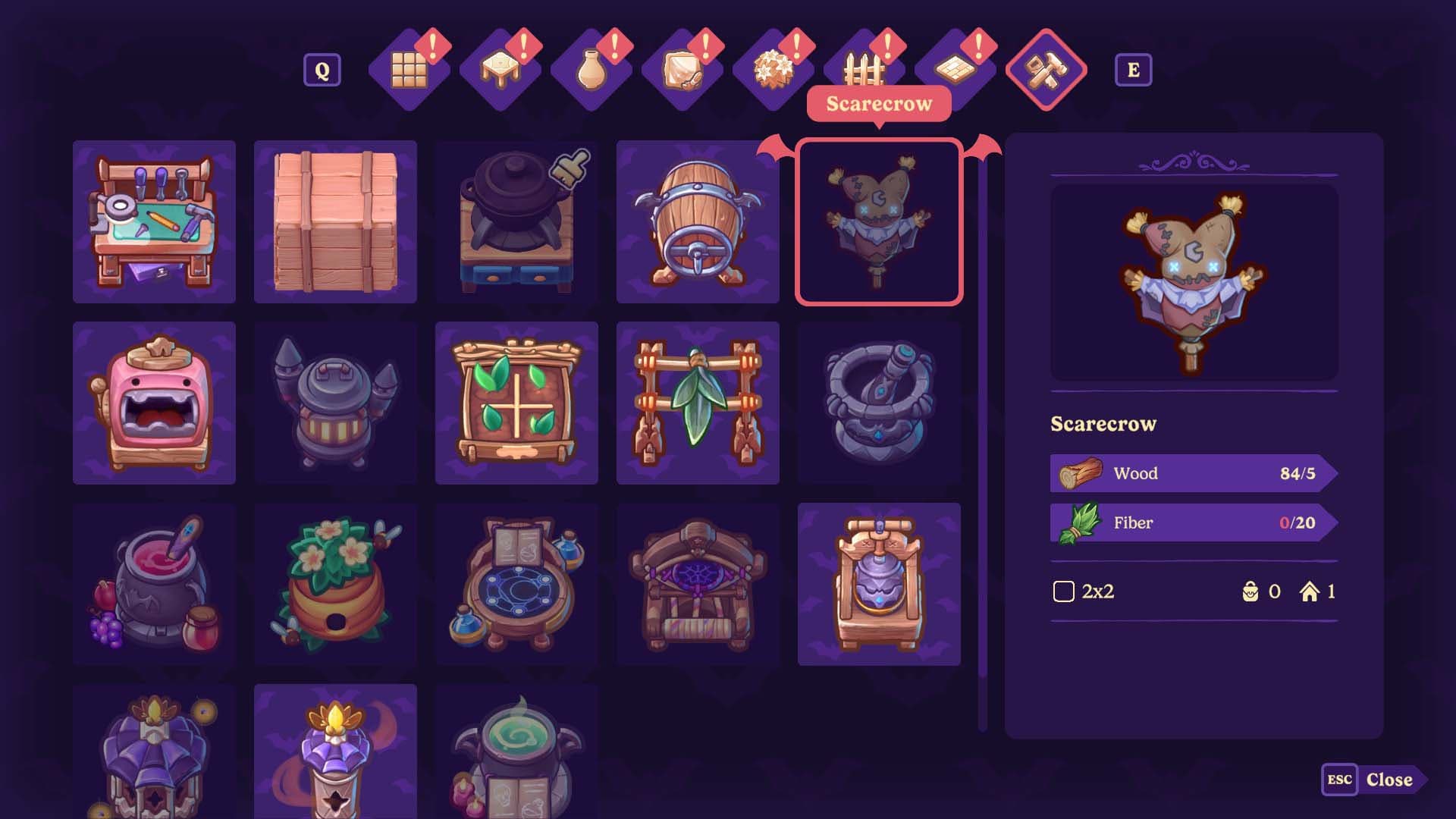 Moonlight Peaks Scarecrow Crafting Recipe