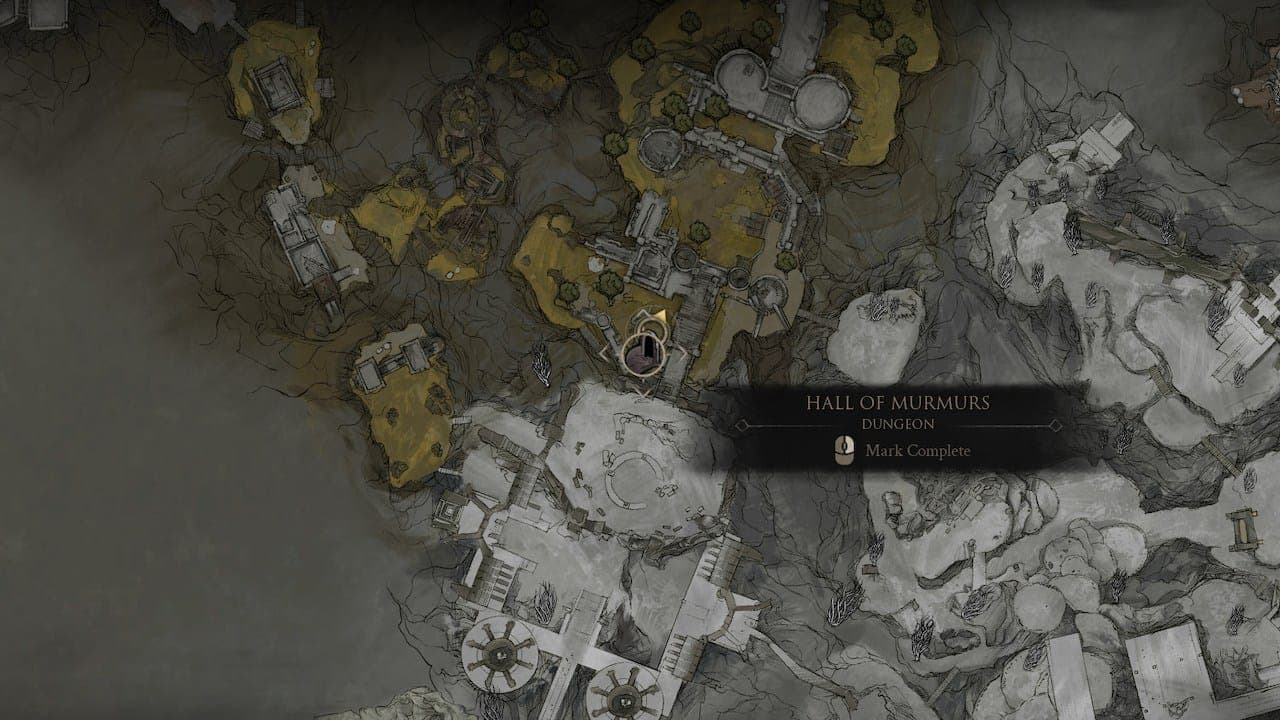 Map of Hall of Murmurs in Mortal Shell 2.