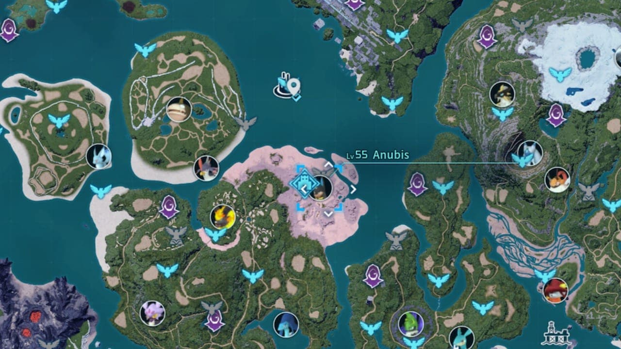 Alpha Anubis pal map location in Palworld.