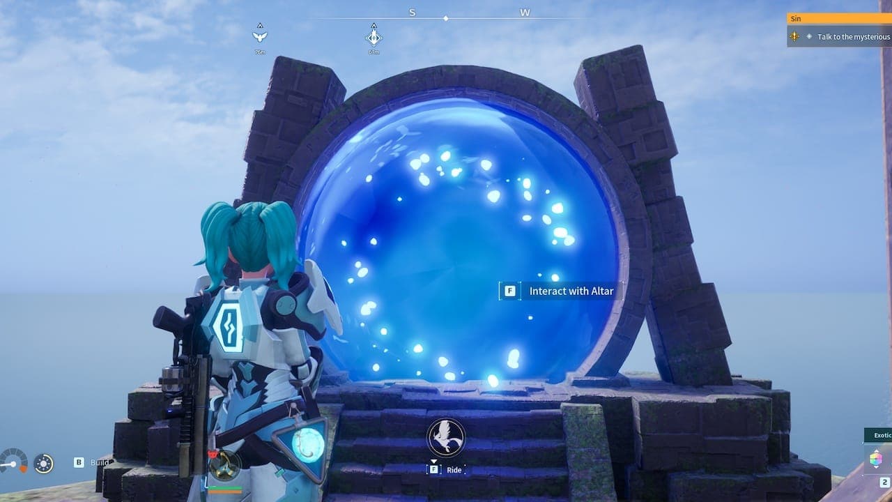 Altar blue portal on Feybreak Tower in Palworld.