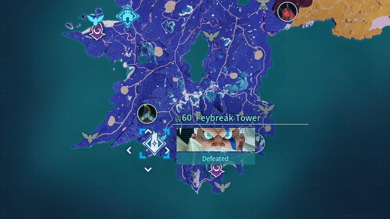 Feybreak Tower on Palworld map.