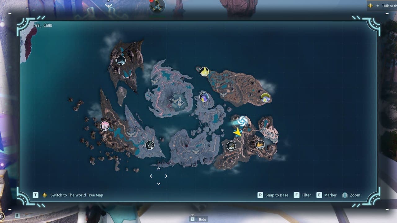 Sunreach map in Palworld.