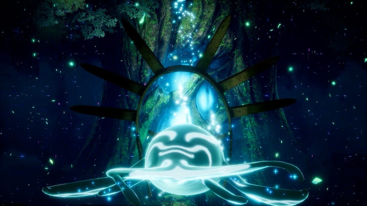 Panthalus in front of the World Tree in Palworld.