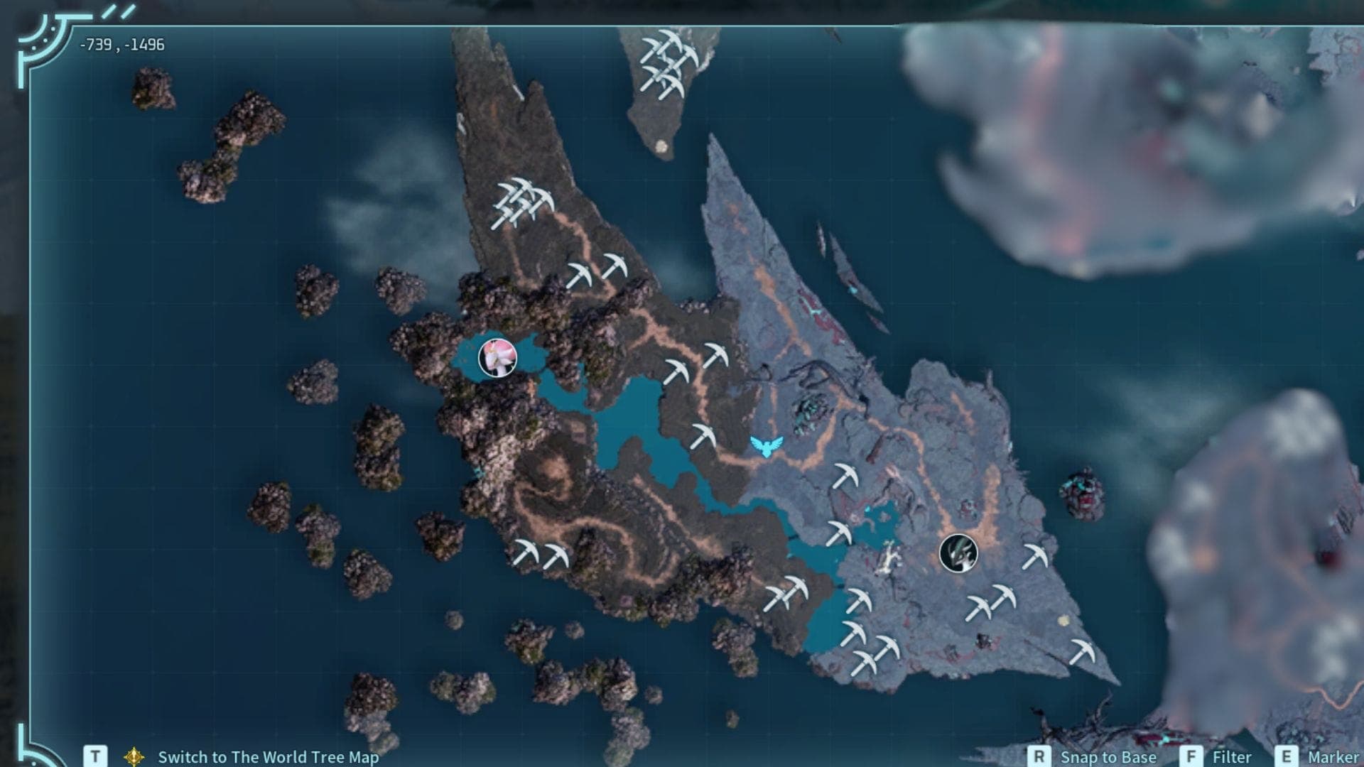 Waterlily Gorge Sunreach map in Palworld.