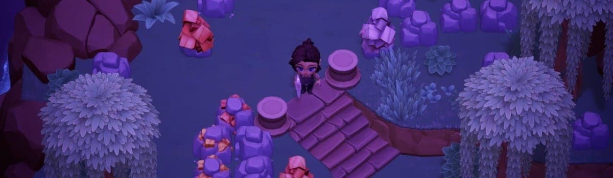 A vampire standing in Moonlit Pines in Moonlight Peaks, surrounded by ore.