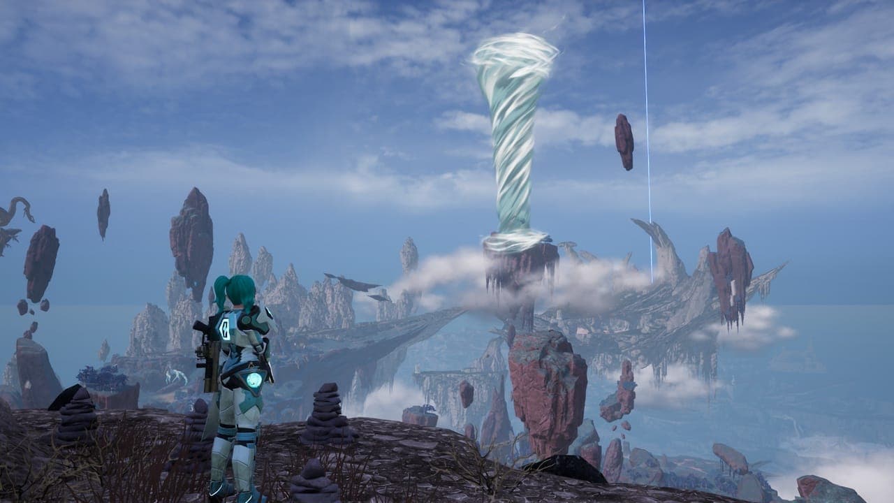 Overlooking Sunreach floating islands in Palworld.